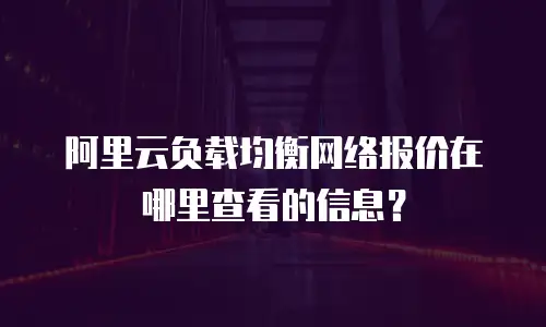 阿里云负载均衡网络报价在哪里查看的信息？