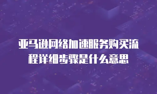 亚马逊网络加速服务购买流程详细步骤是什么意思
