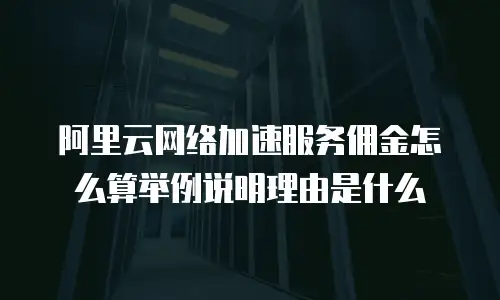 阿里云网络加速服务佣金怎么算举例说明理由是什么