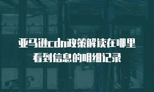 亚马逊cdn政策解读在哪里看到信息的明细记录
