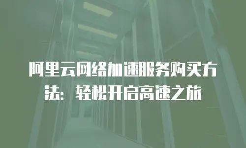 阿里云网络加速服务购买方法：轻松开启高速之旅