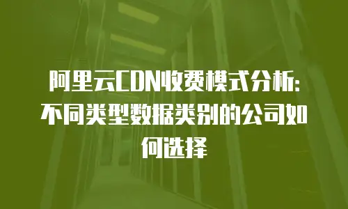 阿里云CDN收费模式分析：不同类型数据类别的公司如何选择