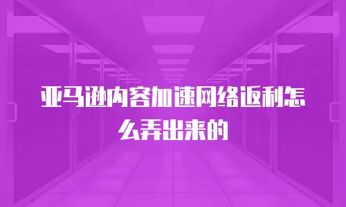 亚马逊内容加速网络返利怎么弄出来的