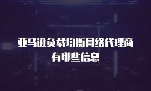 亚马逊负载均衡网络代理商有哪些信息