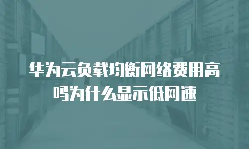 华为云负载均衡网络费用高吗为什么显示低网速