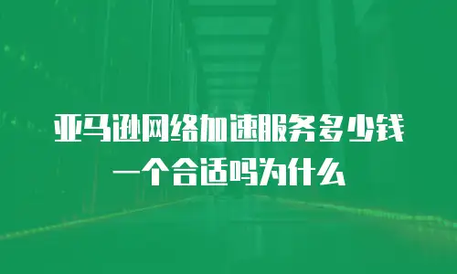 亚马逊网络加速服务多少钱一个合适吗为什么