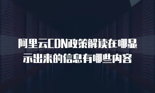 阿里云CDN政策解读在哪显示出来的信息有哪些内容