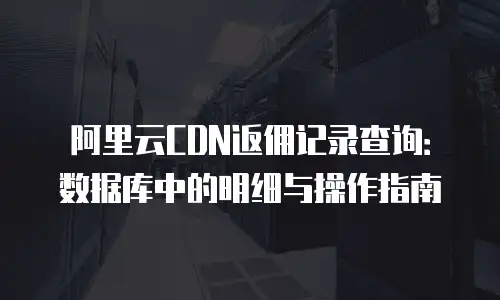 阿里云CDN返佣记录查询：数据库中的明细与操作指南