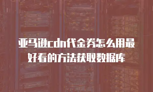 亚马逊cdn代金券怎么用最好看的方法获取数据库