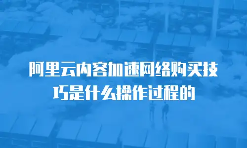 阿里云内容加速网络购买技巧是什么操作过程的