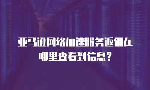 亚马逊网络加速服务返佣在哪里查看到信息？