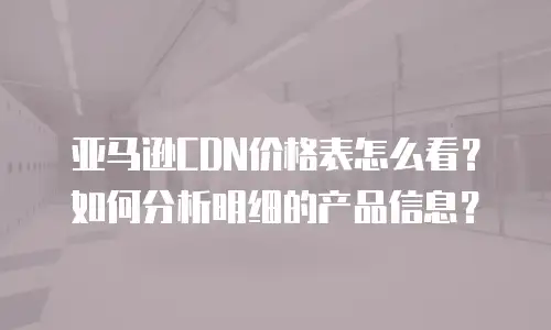 亚马逊CDN价格表怎么看？如何分析明细的产品信息？