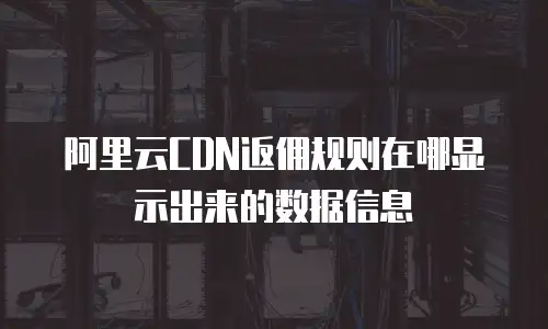 阿里云CDN返佣规则在哪显示出来的数据信息