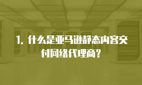 1. 什么是亚马逊静态内容交付网络代理商？