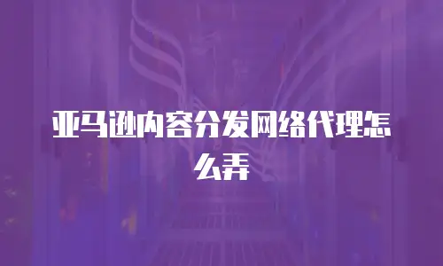 亚马逊内容分发网络代理怎么弄