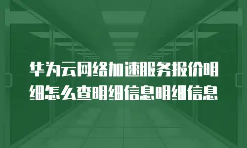 华为云网络加速服务报价明细怎么查明细信息明细信息