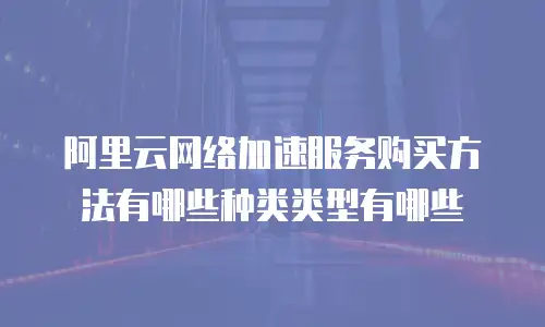 阿里云网络加速服务购买方法有哪些种类类型有哪些