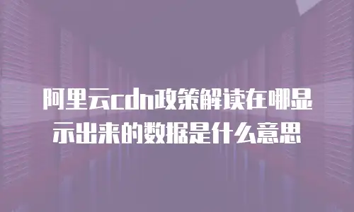 阿里云cdn政策解读在哪显示出来的数据是什么意思
