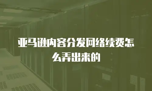 亚马逊内容分发网络续费怎么弄出来的