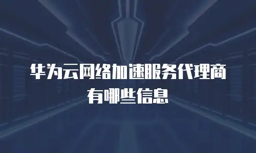 华为云网络加速服务代理商有哪些信息