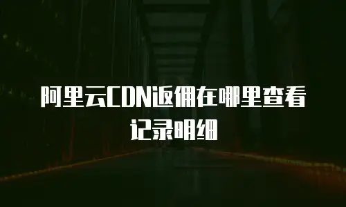 阿里云CDN返佣在哪里查看记录明细