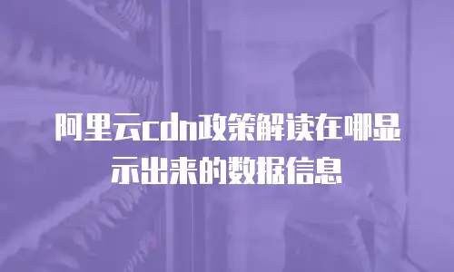 阿里云cdn政策解读在哪显示出来的数据信息