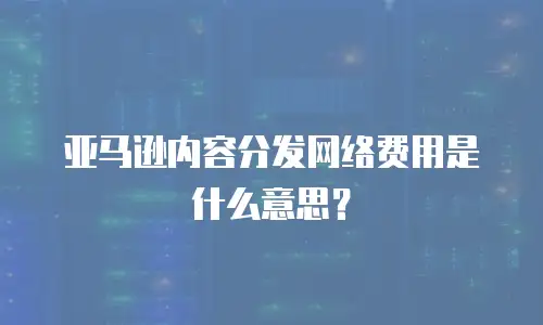亚马逊内容分发网络费用是什么意思？