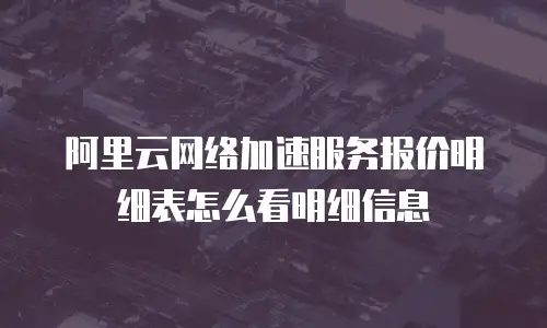 阿里云网络加速服务报价明细表怎么看明细信息