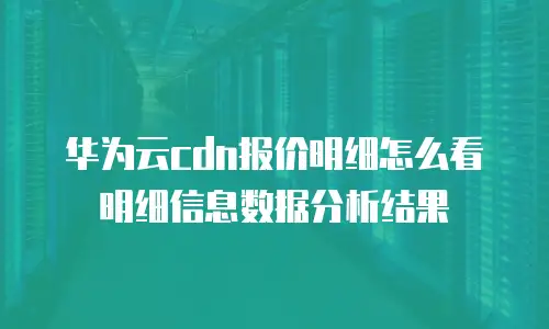 华为云cdn报价明细怎么看明细信息数据分析结果