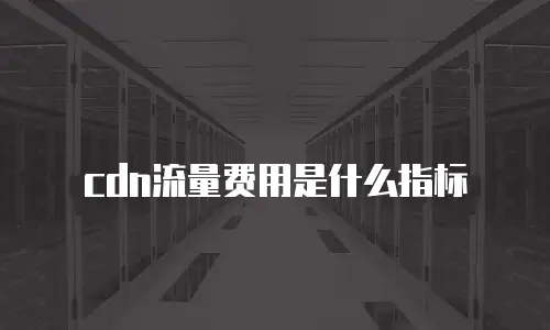 cdn流量费用是什么指标