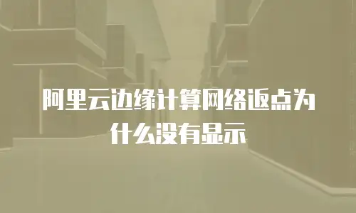 阿里云边缘计算网络返点为什么没有显示