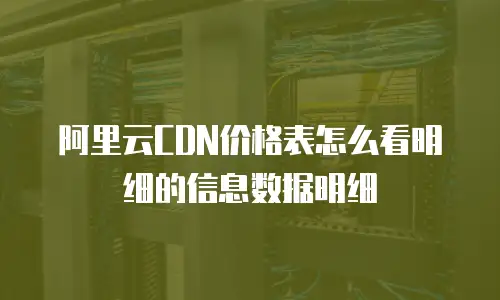 阿里云CDN价格表怎么看明细的信息数据明细