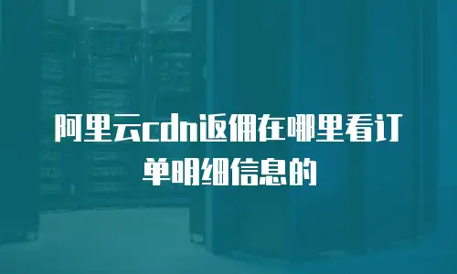 阿里云cdn返佣在哪里看订单明细信息的