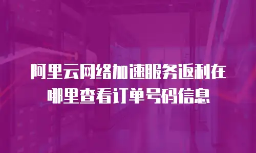 阿里云网络加速服务返利在哪里查看订单号码信息