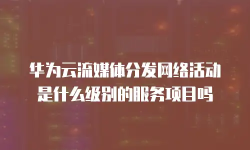 华为云流媒体分发网络活动是什么级别的服务项目吗