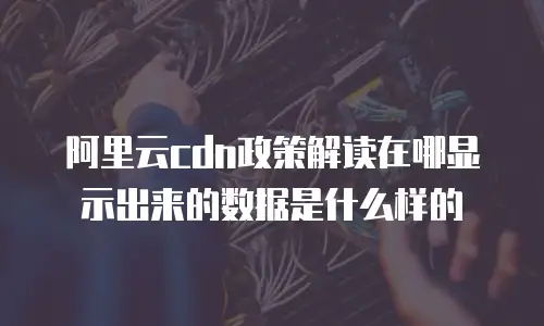阿里云cdn政策解读在哪显示出来的数据是什么样的