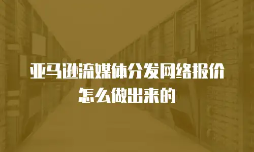 亚马逊流媒体分发网络报价怎么做出来的