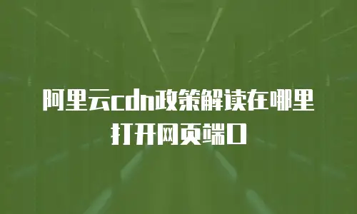 阿里云cdn政策解读在哪里打开网页端口