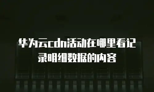 华为云cdn活动在哪里看记录明细数据的内容