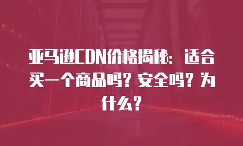 亚马逊CDN价格揭秘：适合买一个商品吗？安全吗？为什么？