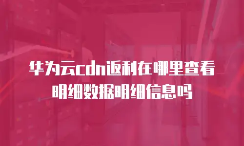 华为云cdn返利在哪里查看明细数据明细信息吗