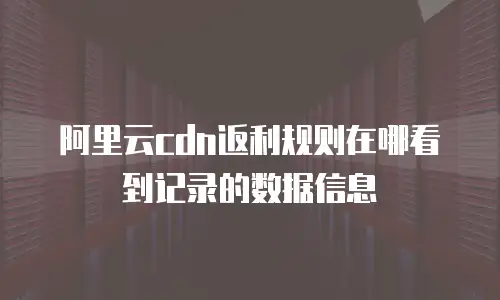 阿里云cdn返利规则在哪看到记录的数据信息