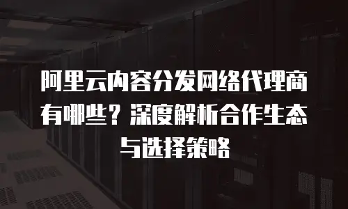 阿里云内容分发网络代理商有哪些？深度解析合作生态与选择策略