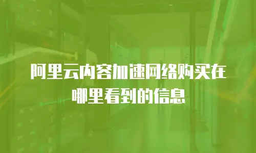 阿里云内容加速网络购买在哪里看到的信息