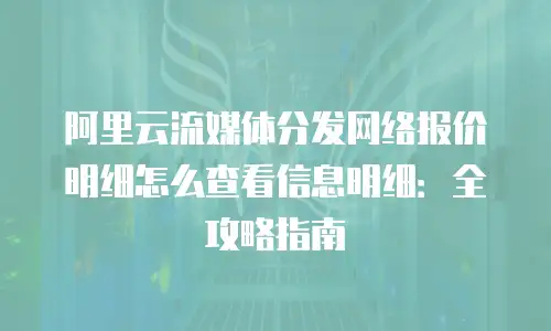 阿里云流媒体分发网络报价明细怎么查看信息明细：全攻略指南