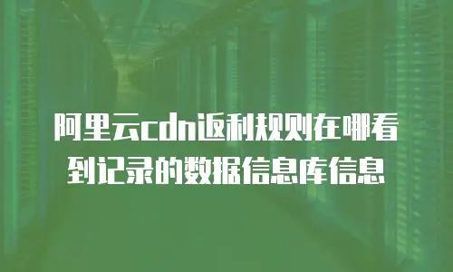 阿里云cdn返利规则在哪看到记录的数据信息库信息