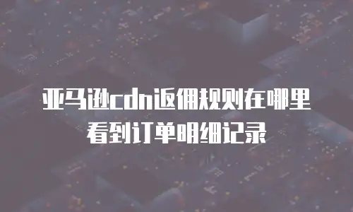 亚马逊cdn返佣规则在哪里看到订单明细记录