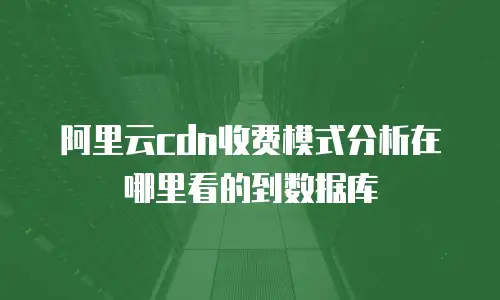 阿里云cdn收费模式分析在哪里看的到数据库