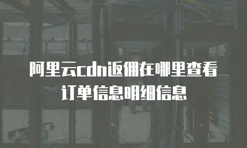 阿里云cdn返佣在哪里查看订单信息明细信息