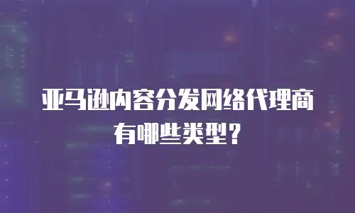 亚马逊内容分发网络代理商有哪些类型？